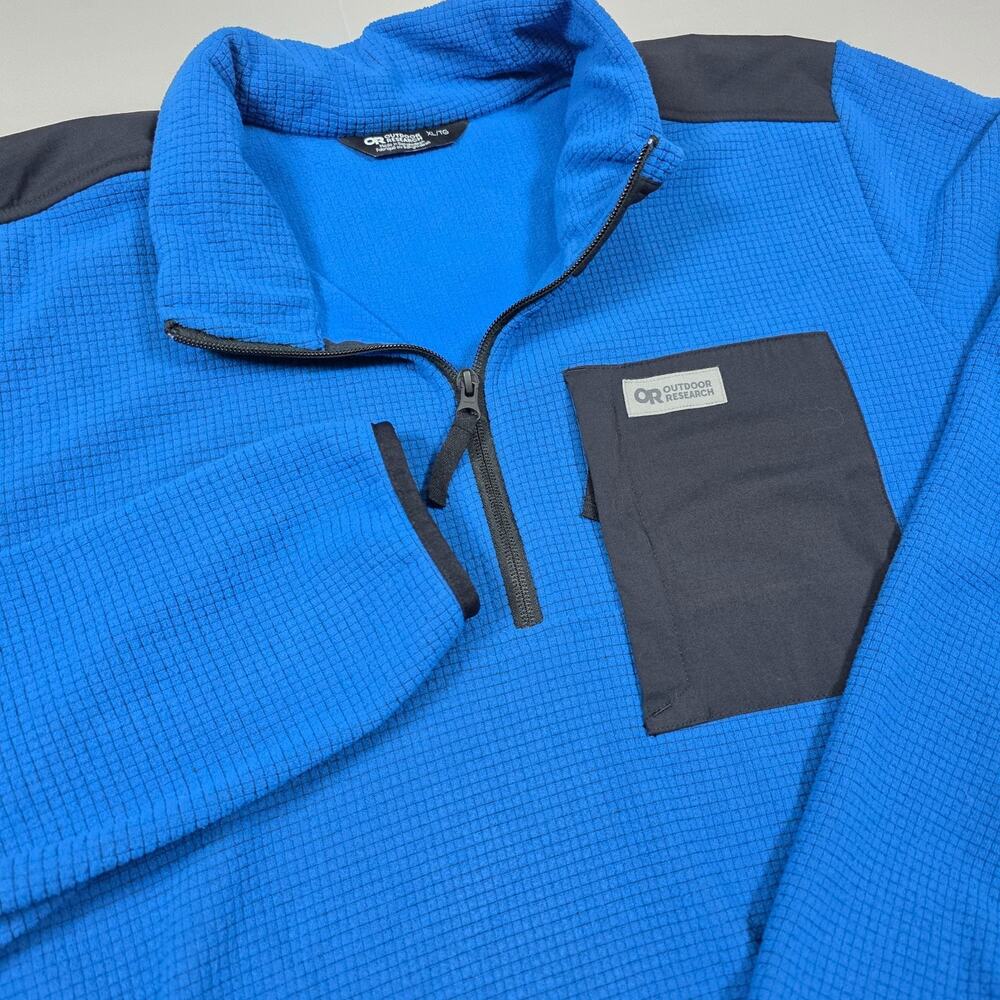 Outdoor Research OR Trail Mix 1/4 Quarter Zip Pullover Mens XL Blue Waffle - Picture 3 of 9